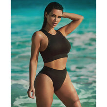 Load image into Gallery viewer, STRETCH RIB HIGH NECK BRA | BONE
